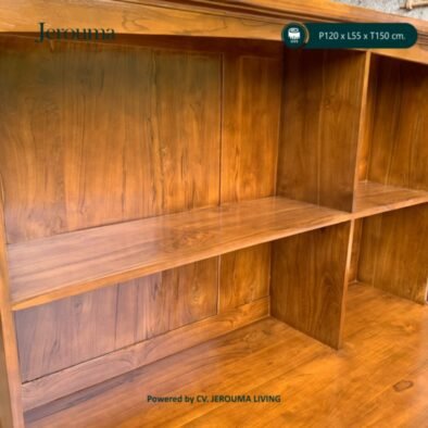 Meja Belajar Kayu dengan Rak Buku & Laci 120 cm – Furniture Custom Jerouma Living
