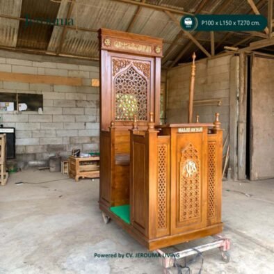 Mimbar Masjid Kayu Ukir Minimalis Klasik – Mimbar Khotbah Masjid Premium