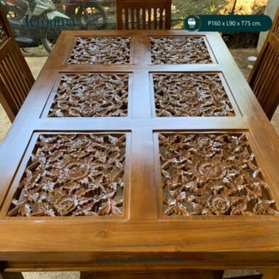 Meja Makan Kayu Ukir 6 Kursi Custom – Jerouma Living