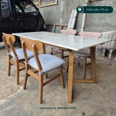 Set Meja Makan Kayu Jati 4 Kursi Modern Natural – Jerouma Living