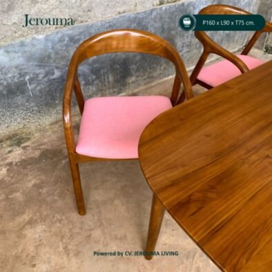 Set Meja Makan Kayu 4 Kursi Minimalis Klasik – P160 × L90 × T75 cm | Jerouma Living