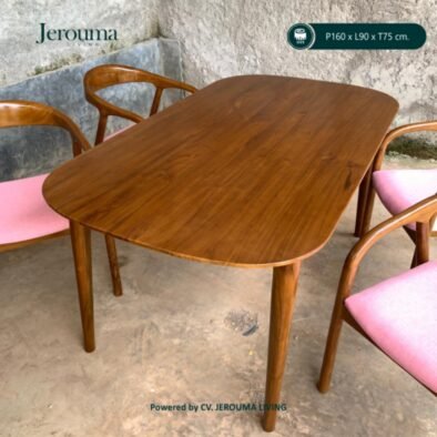 Set Meja Makan Kayu 4 Kursi Minimalis Klasik – P160 × L90 × T75 cm | Jerouma Living