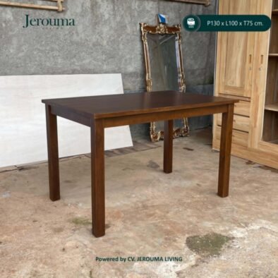 Set Meja Makan Kayu Minimalis 4 Kursi Jerouma Living – Cokelat Elegan