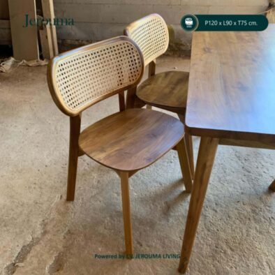 Set Meja Makan Kayu 4 Kursi Rotan Natural Minimalis – Jerouma Living