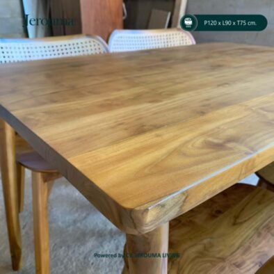 Set Meja Makan Kayu 4 Kursi Rotan Natural Minimalis – Jerouma Living