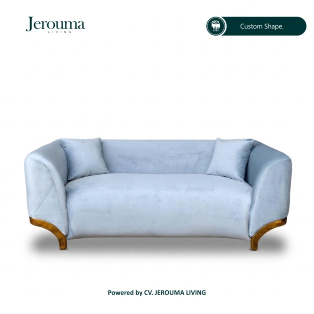 Sofa Ruang Tamu Custom Warna Biru Muda dengan Desain Elegan – Jerouma Living