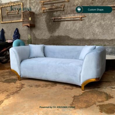 Sofa Ruang Tamu Custom Warna Biru Muda dengan Desain Elegan – Jerouma Living
